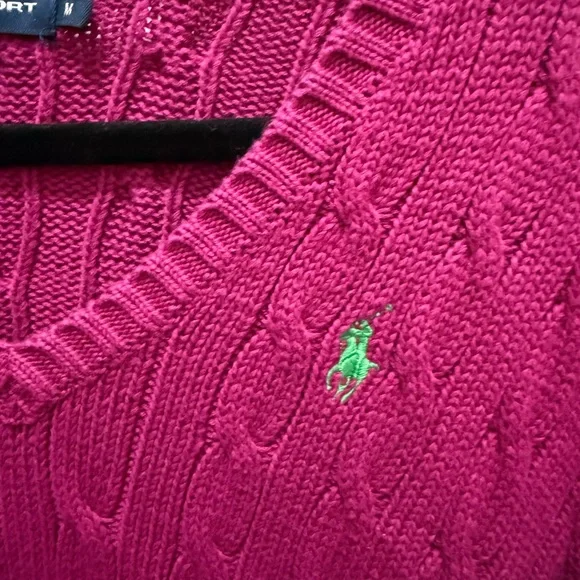 Ralph Lauren Fuchsia V-Neck Sweater - Picture 2 of 4